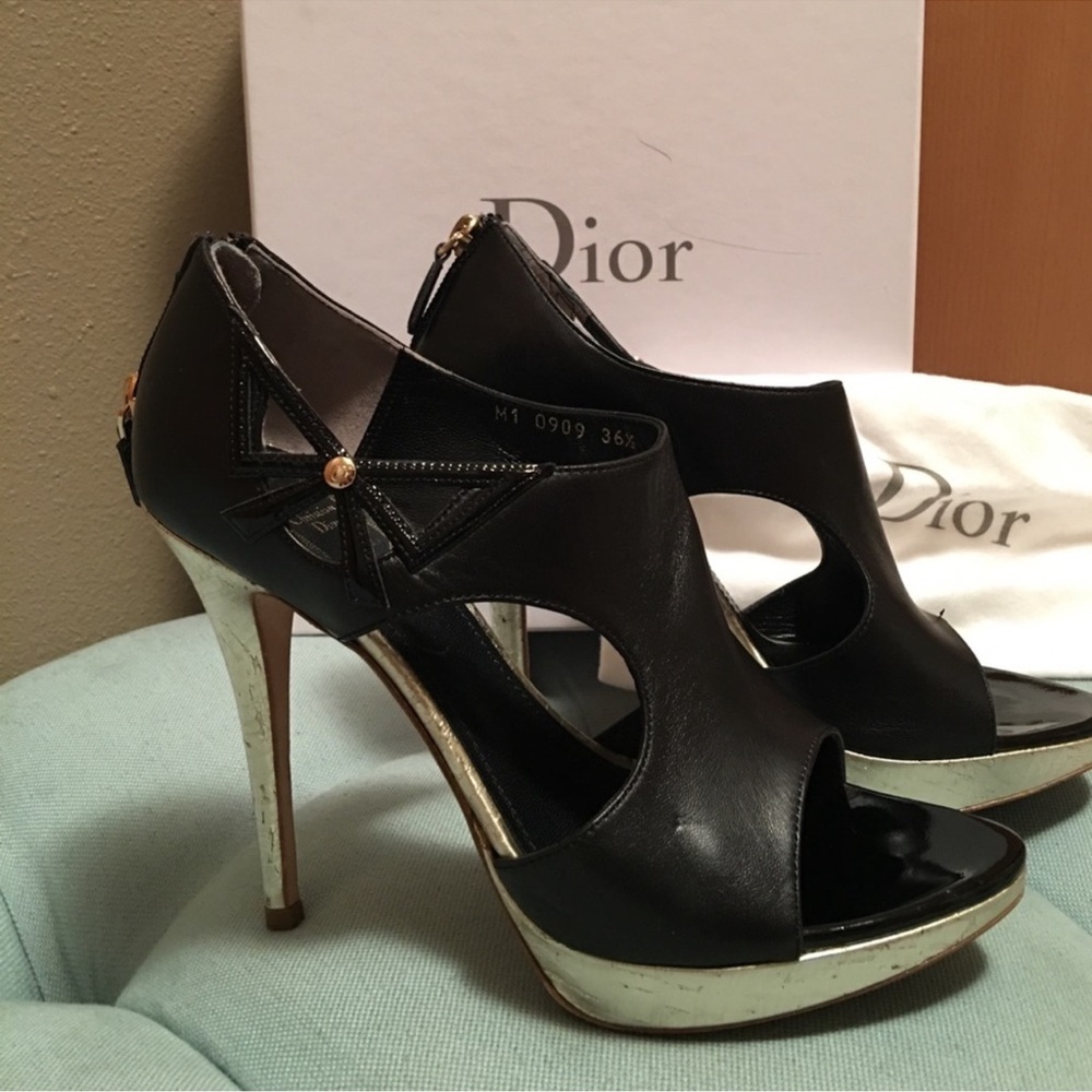 Christian Dior Blk Leather Lolita Cutout Platform 1️⃣